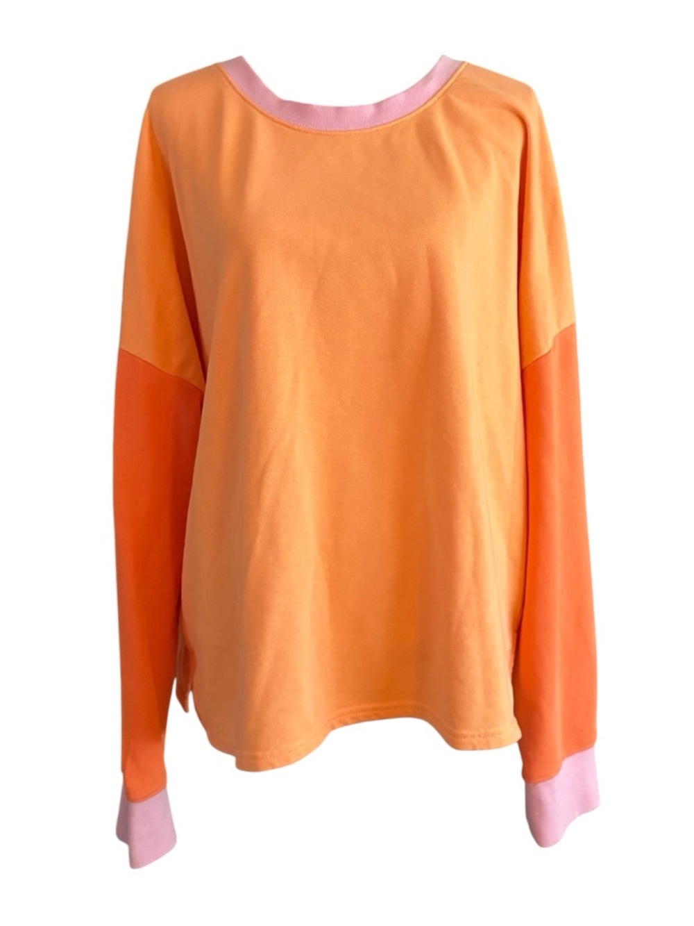Club Social Women's  Pullover Sweatshirt in Peach & Pink Trim